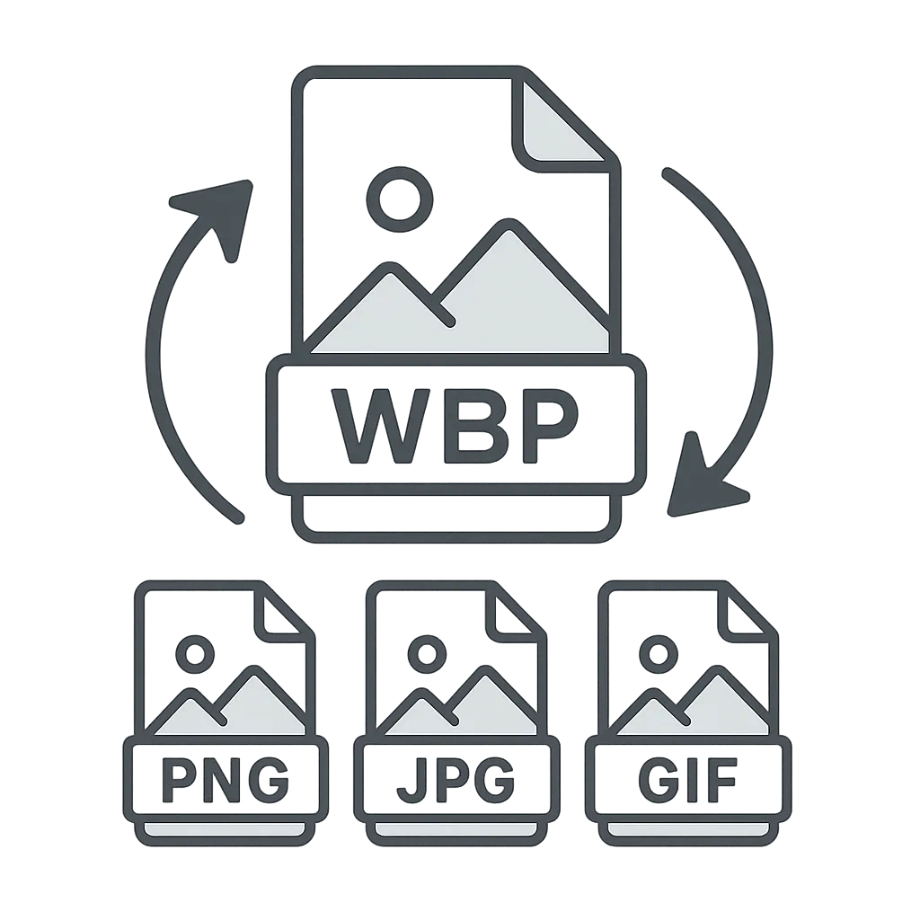 Illustratie WebP conversie van PNG JPG GIF