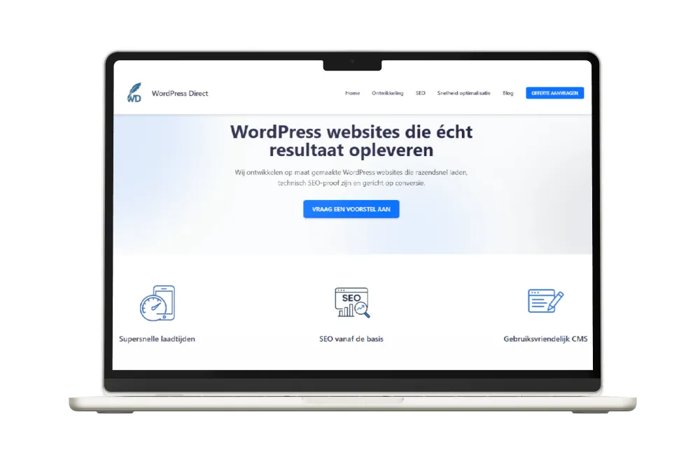 Website ontwikkeling WP-Direct website mockup